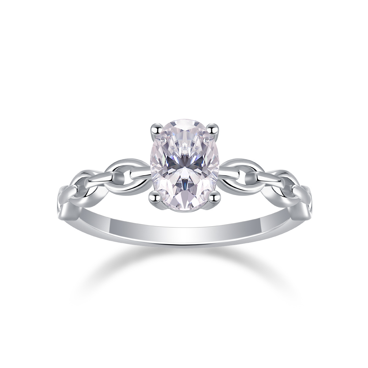 Oval Cut 1 Carat Moissanite Engagement Ring, 925 Silver
